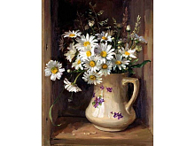 Картина по номерам 40х50 Ромашки в кувшине 25 цветов