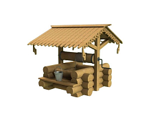 Сборная деревянная модель СВМодель Деревенский колодец, 74 детали, 172