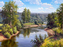 Картина мозаикой с нанесенной рамкой 40х50 ПРИЩЕПА ПРОТОЧНАЯ РЕКА 32 цвета