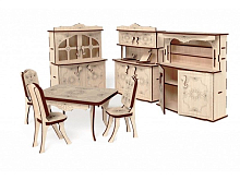 Деревянный конструктор Lemmo Набор мебели кухня, 128 деталей