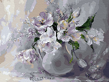 Картина по номерам 40х50 Белые тюльпаны 25 цветов