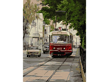 Картина по номерам с цв схемой на холсте 30х40 ТРАМВАЙ АННУШКА 20 цветов