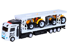 Машина AUTODRIVE Автовоз фрикционный белый со звуком и светом  2 трактора, вк 356,512 см