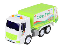 Машина AUTODRIVE Мусоровоз 21см инерц на бат со светом и звуком, зеленый,  вк 29,51216,5