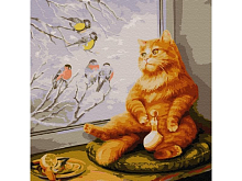 Картина по номерам 30х30 Рыжий кот 23 цвета