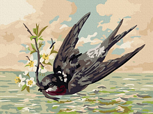 Картина по номерам 15х20 ЛАСТОЧКА 18 цветов