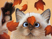 Картина мозаикой 15х20 ОСЕННИЕ ЛИСТЬЯ 16 цветов