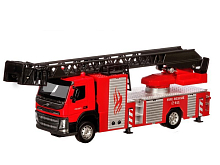 Машина АВТОПАНОРАМА Volvo пожарная машиналестница, красный, 150, свет, звук, вк 281410 см