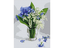 Картина по номерам 15х20 БУКЕТ С ЛАНДЫШАМИ 16 цветов