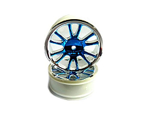 Колесные диски передние, голубой хром для багги Himoto масштаба 116, 2шт