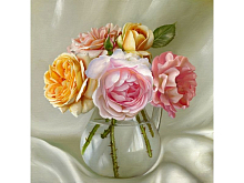 Алмазная мозаика 30х30 БУЗИН БУКЕТ ИЗ РОЗ 26 цветов
