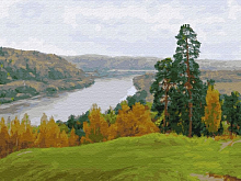 Картина по номерам 40х50 Бузин Осень на оке 28 цветов