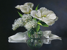 Алмазная мозаика 15х20 БЕЛЫЙ БУКЕТ 16 цветов