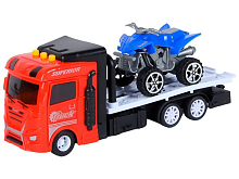 Машина AUTODRIVE Автовоз фрикционный красный, со светом и звуком  квадроцикл, вк 23,5711 см