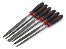 Набор надфилей с ручками, крупная насечка, 6 шт, блистер  чехол, шт