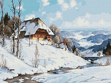 Картина по номерам 40х50 ЗИМА В ГОРАХ 27 цветов