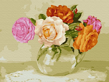 Картина по номерам с цветной схемой на холсте 30х40 Бузин Розочки 22 цвета