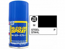 Краска акрил для пластика в аэрозольных баллончиках тм MRHOBBY 100мл   STEEL, шт