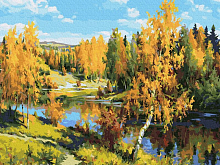 Картина по номерам 40х50 ПРИЩЕПА ЗОЛОТАЯ ОСЕНЬ 28 цветов