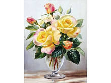 Алмазная мозаика 15х20 ЧАЙНЫЕ РОЗЫ 20 цветов