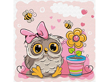 Картина по номерам 20Х20 СОВЁНОК С ЦВЕТКОМ 12 цветов