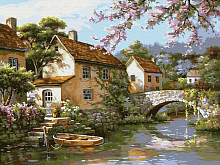 Картина по номерам на дереве 40х50 У КАНАЛА 26 цветов