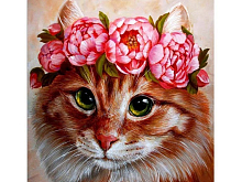 Картина по номерам 30х30 Пушистая красотка 21 цвет