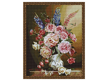Алмазная мозаика с нанесенной рамкой 40х50 БУЗИН СВЕЖИЙ БУКЕТ 38 цветов