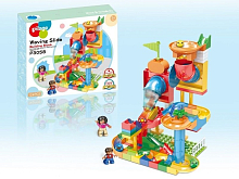 Конструктор Pilage Два пути 124 детали, лабиринт с шариками и воронками