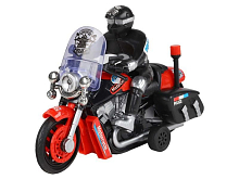 Мотоцикл AUTODRIVE Полиция 15см инерц на бат со светом и звуком, красный,  вк 17,5146,5, ,