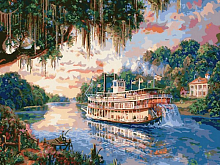 Картина по номерам 40х50 РЕЧНАЯ ПРОГУЛКА 27 цветов