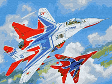 Картина по номерам с цветной схемой на холсте 30х40 Стрижи 18 цветов