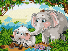 Набор юного художника 20х30 СЛОНЫ В ДЖУНГЛЯХ  16 цветов