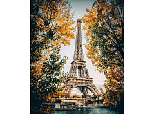 Картина по номерам с цветной схемой на холсте 30х40 Париж Эйфелева башня 16 цветов