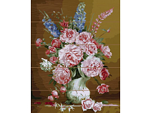 Картина по номерам на дереве 40х50 БУЗИН СВЕЖИЙ БУКЕТ 25 цветов