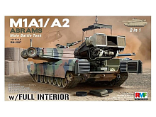 Сборная модель RYEFIELD MODEL Американский танк M1A1A2 ABRAMS, полный интерьер, траки, 135