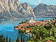 Картина по номерам 40х50 ПРИЩЕПА ГОРОДОК У МОРЯ 35 цветов