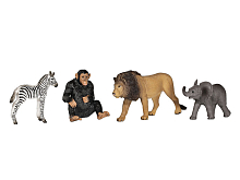 Фигурка KONIK набор диких животных лев, шимпанзе, слоненок, зебра