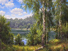 Картина по номерам 40х50 Прищепа Лесное озеро 28 цветов