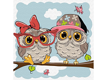 Набор юного художника 20х20 Маленькие совята 12 цветов