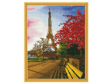 Алмазная мозаика с нанесенной рамкой 40х50 ЭЙФЕЛЕВА БАШНЯ 30 цветов
