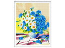 Алмазная мозаика с нанесенной рамкой 40х50 ПОЛЕВОЙ БУКЕТ 32 цвета