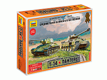 Сборная модель ZVEZDA Великие противостояния Т34 против Пантеры сборка без клея, 172