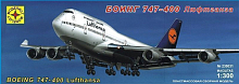 Сборная модель Самолет  Боинг 747-400 "Люфтганза". 1/300