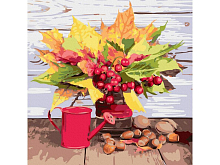 Картина по номерам 30х30 ОСЕННИЙ БУКЕТ 25 цветов