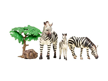 Набор фигурок животных MASAI MARA MM201009 серии Мир диких животных Семья зебр, 5 пр
