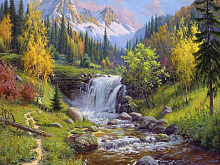 Картина по номерам 40х50 Прищепа Горный ручей 31 цвет