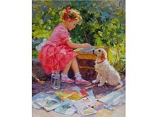 Картина по номерам 40х50 МАЛЕНЬКАЯ ХУДОЖНИЦА 27 цветов