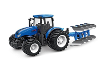 РУ фермерский трактор Korody с плугом, мет кузов, широкие колеса 124 24G 6CH RTR