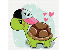 Картина по номерам 20Х20 ЧЕРЕПАШКА В КЕПКЕ 12 цветов